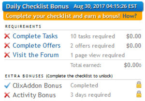 ysense daily checklist bonus