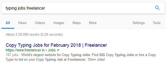 freelancer typing jobs search