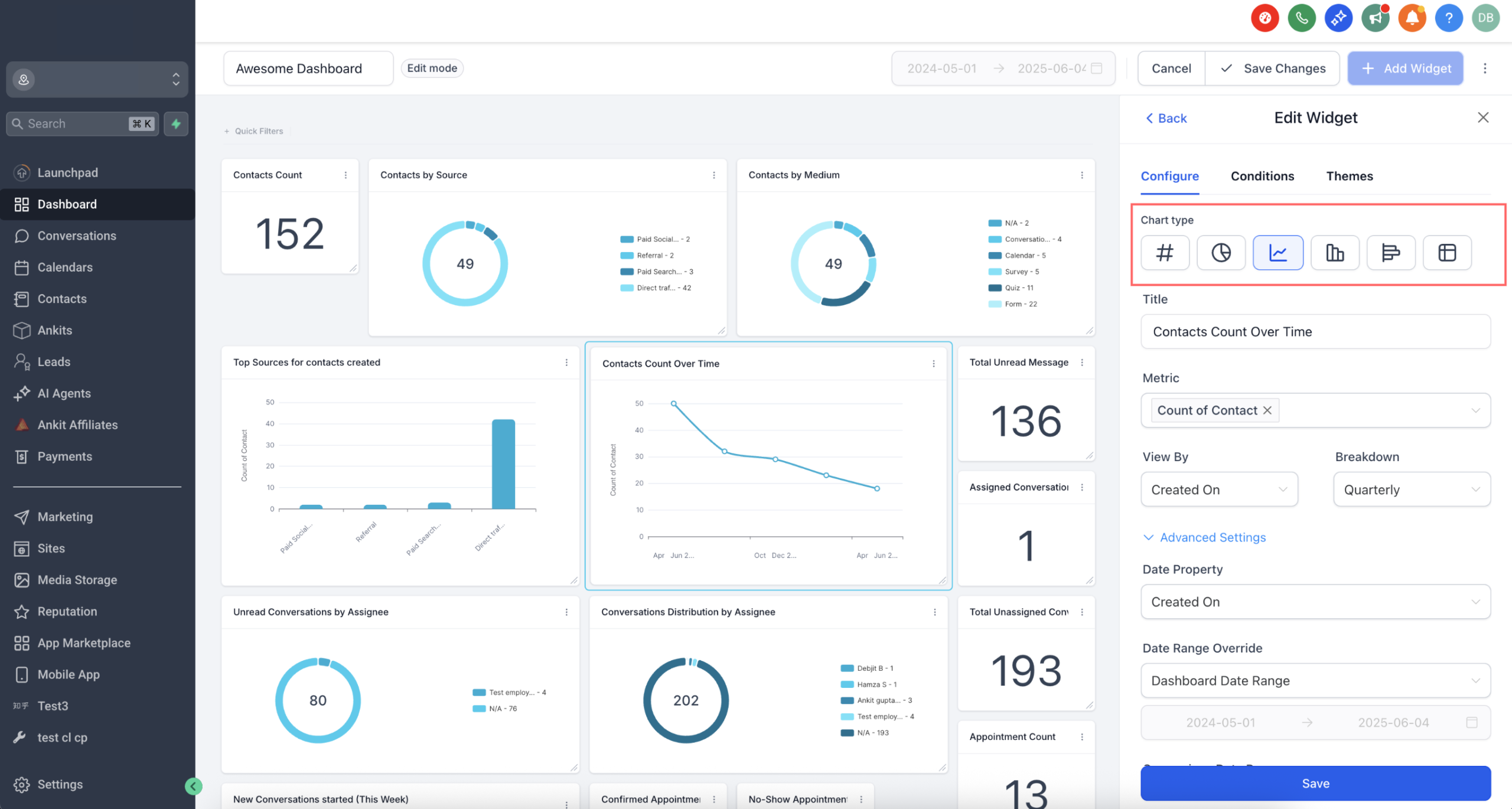 GoHighLevel Dashboard UI