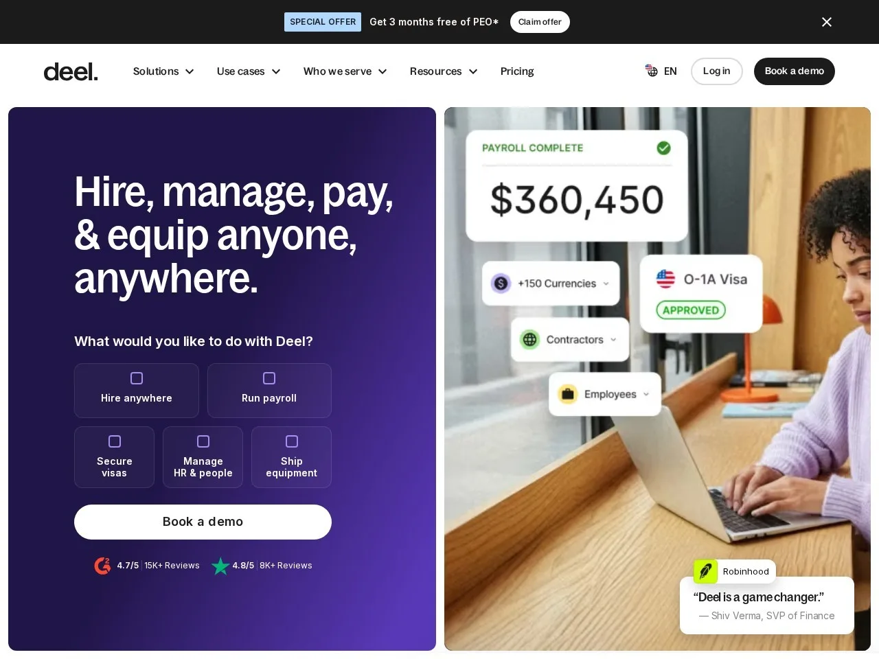 Deel homepage, October 2026